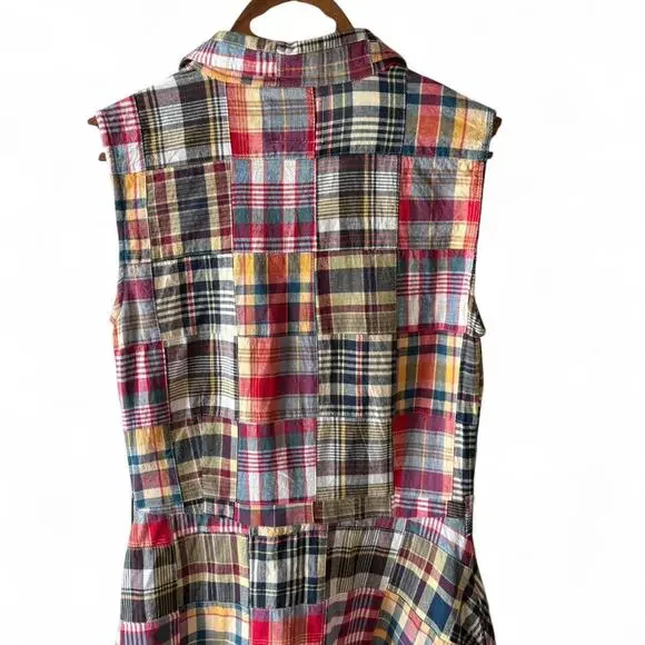 Kiel James Patrick Madras Patchwork Shirt Dress Summer Soirée Size 0 - Picture 5 of 7